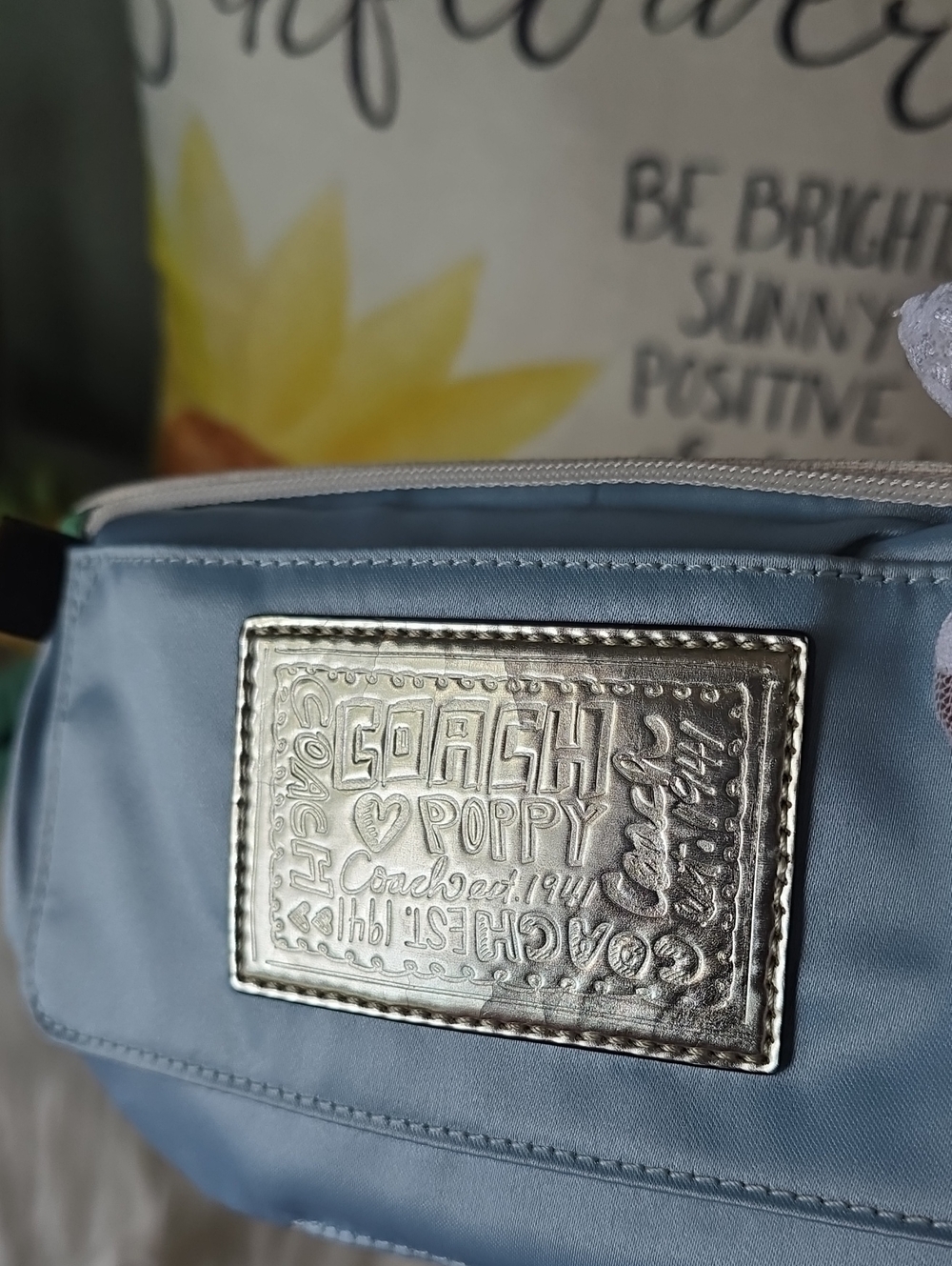 Coach POPPY Lettered Canvas Wristlet in Cream with Multicolor Raised Accents - Picture 15 of 16